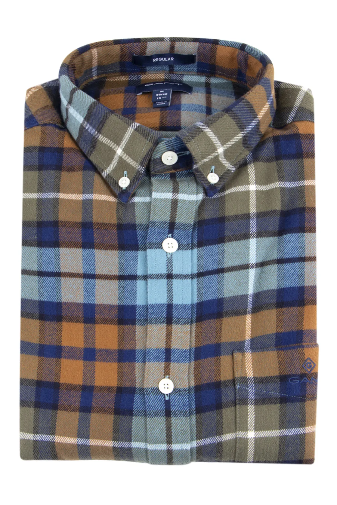 Adriatic Blue Gant Regular Fit Flannel Check Shirt