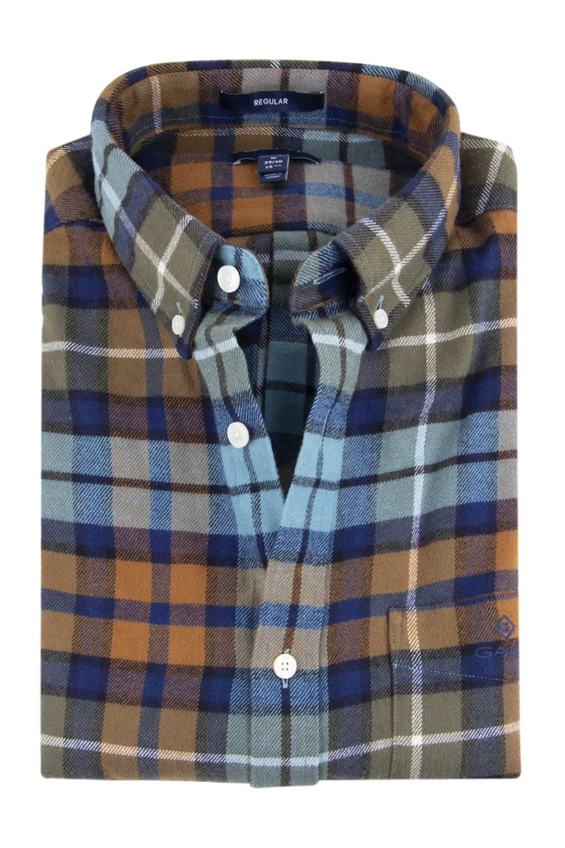 Adriatic Blue Gant Regular Fit Flannel Check Shirt