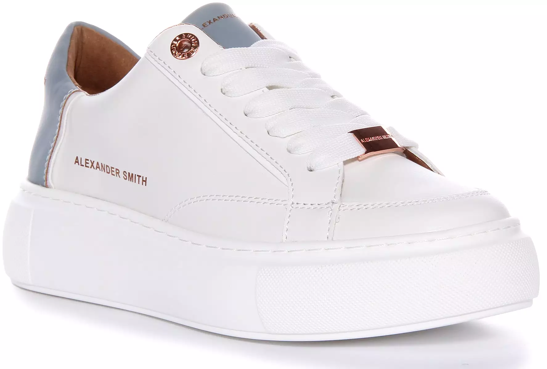 Alexander Smith White Blue Platform Trainers Women