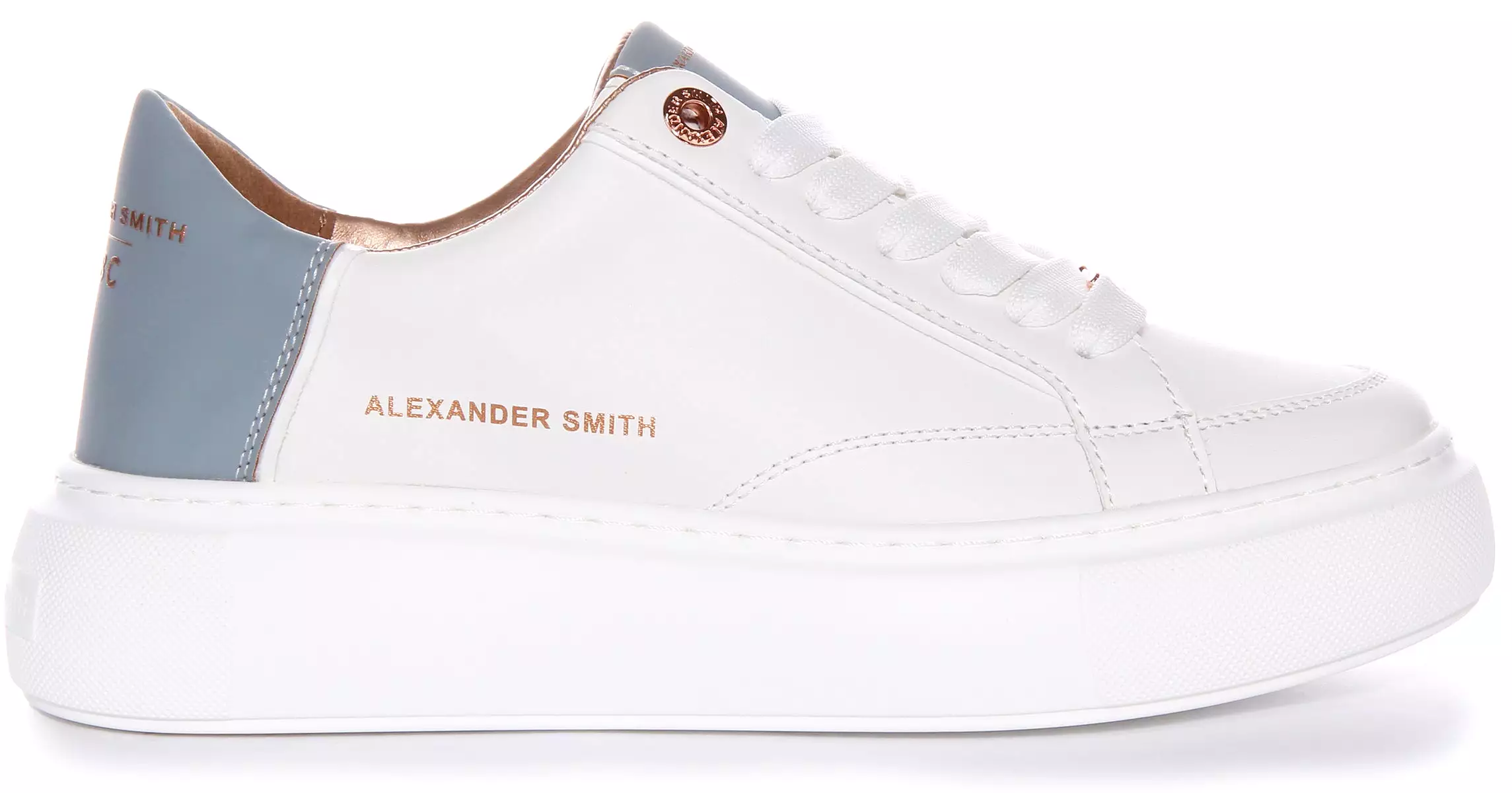 Alexander Smith White Blue Platform Trainers Women