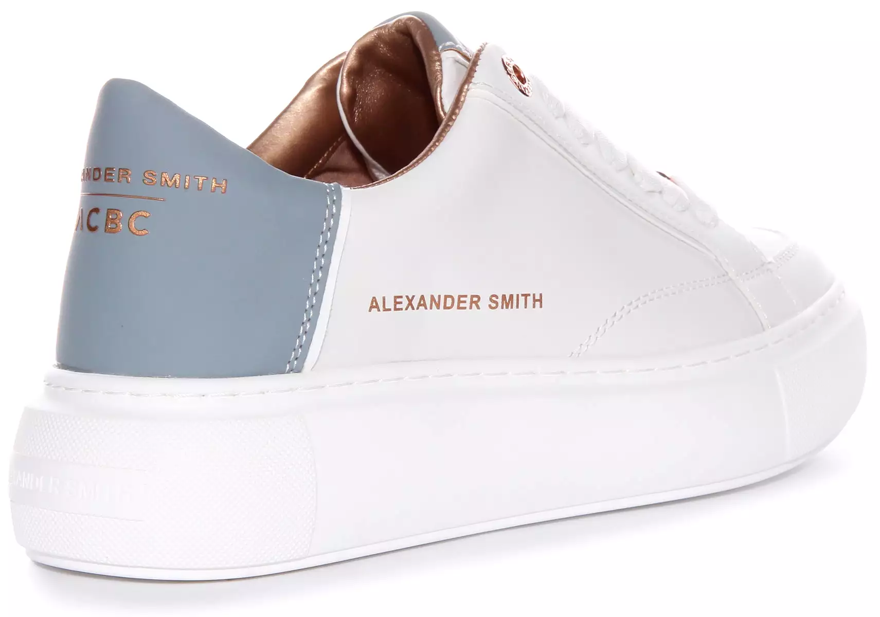 Alexander Smith White Blue Platform Trainers Women