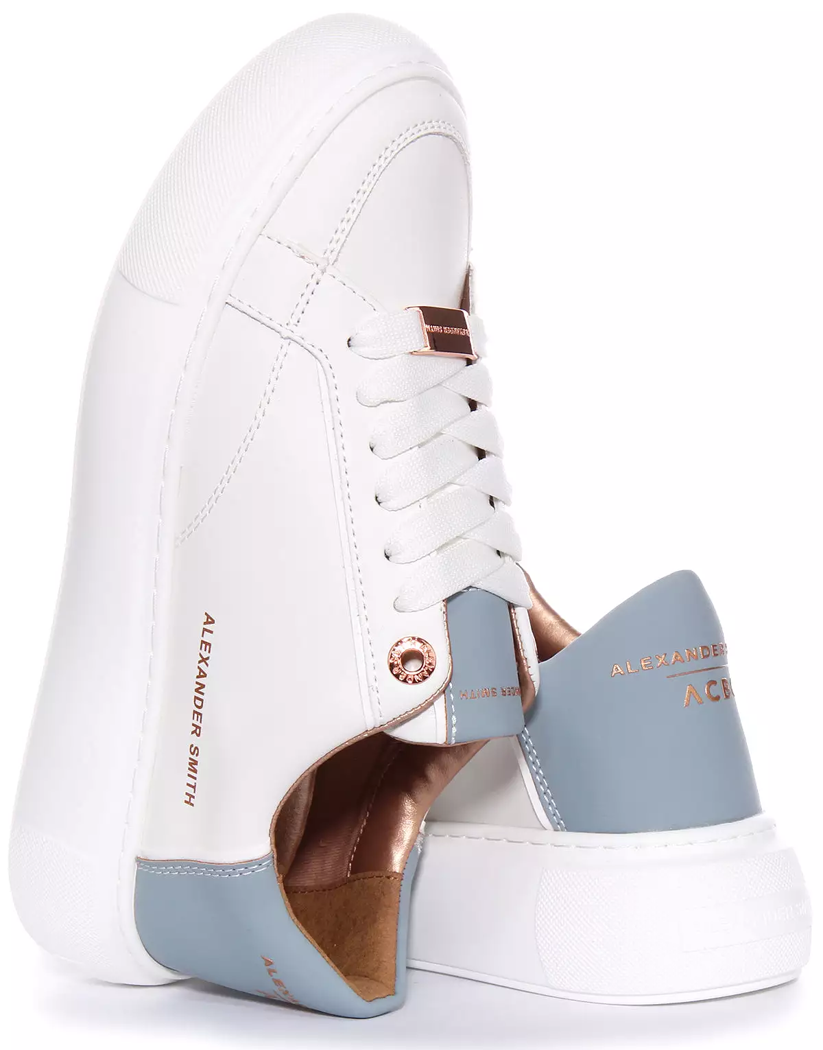 Alexander Smith White Blue Platform Trainers Women