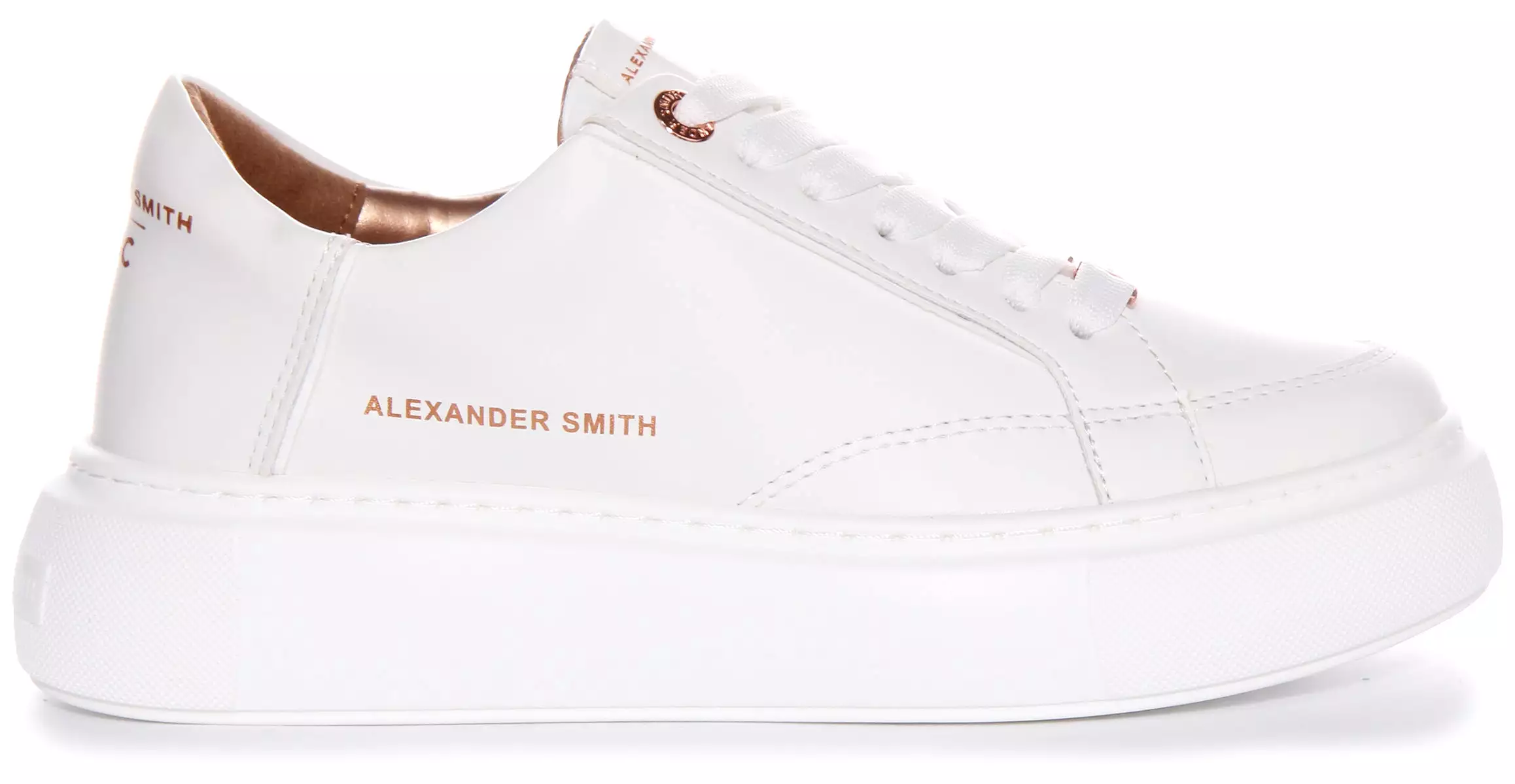 Alexander Smith Women's White Bronze Platform Trainer