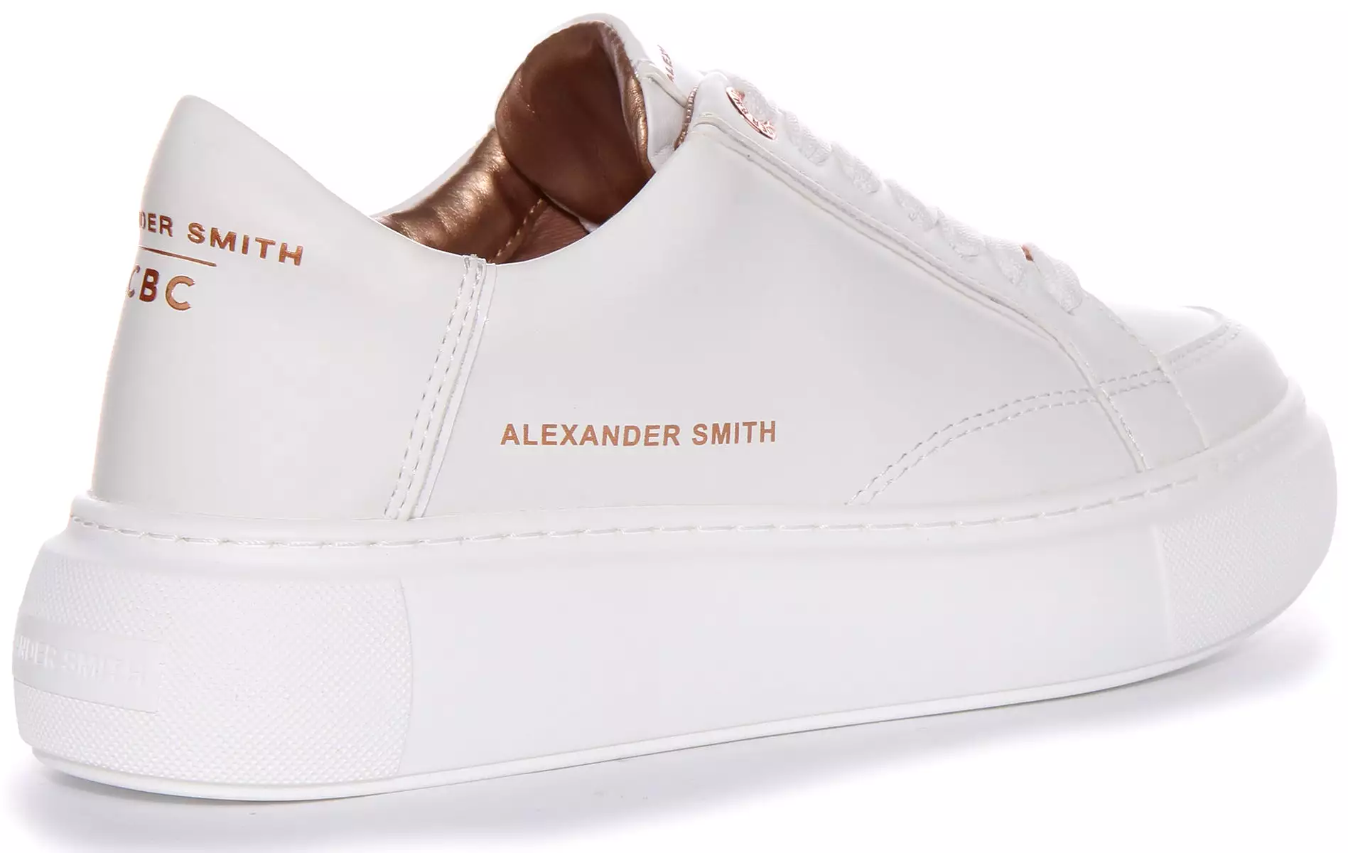 Alexander Smith Women's White Bronze Platform Trainer