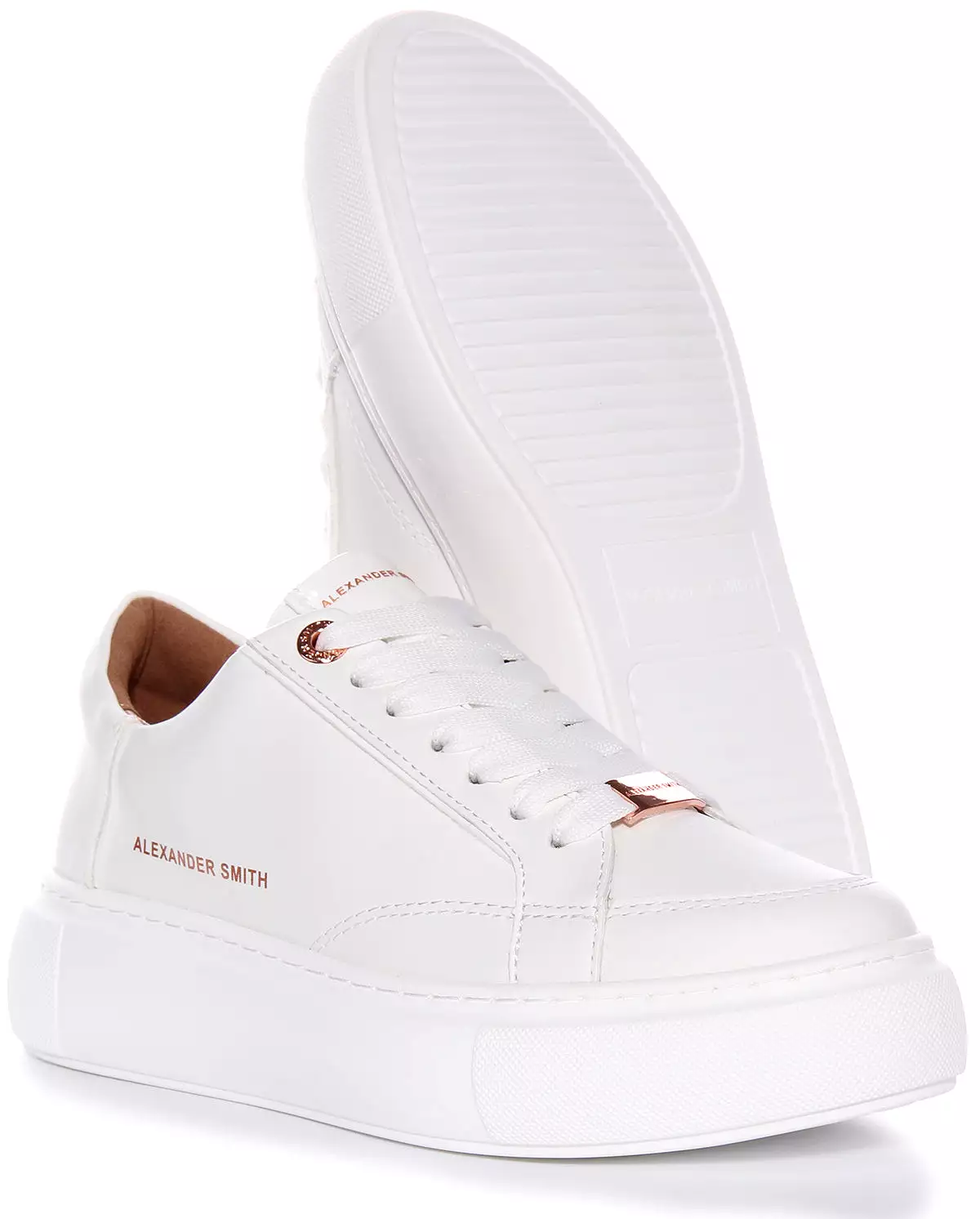 Alexander Smith Women's White Bronze Platform Trainer