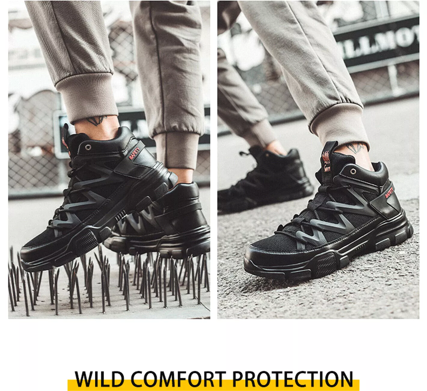 Anti-Smash Steel Toe Safety Shoes for Men Slip Resistant Work Boot