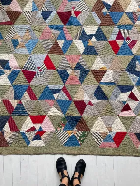 Unique Antique 1880s-1900s Hexagon Crazy Quilt