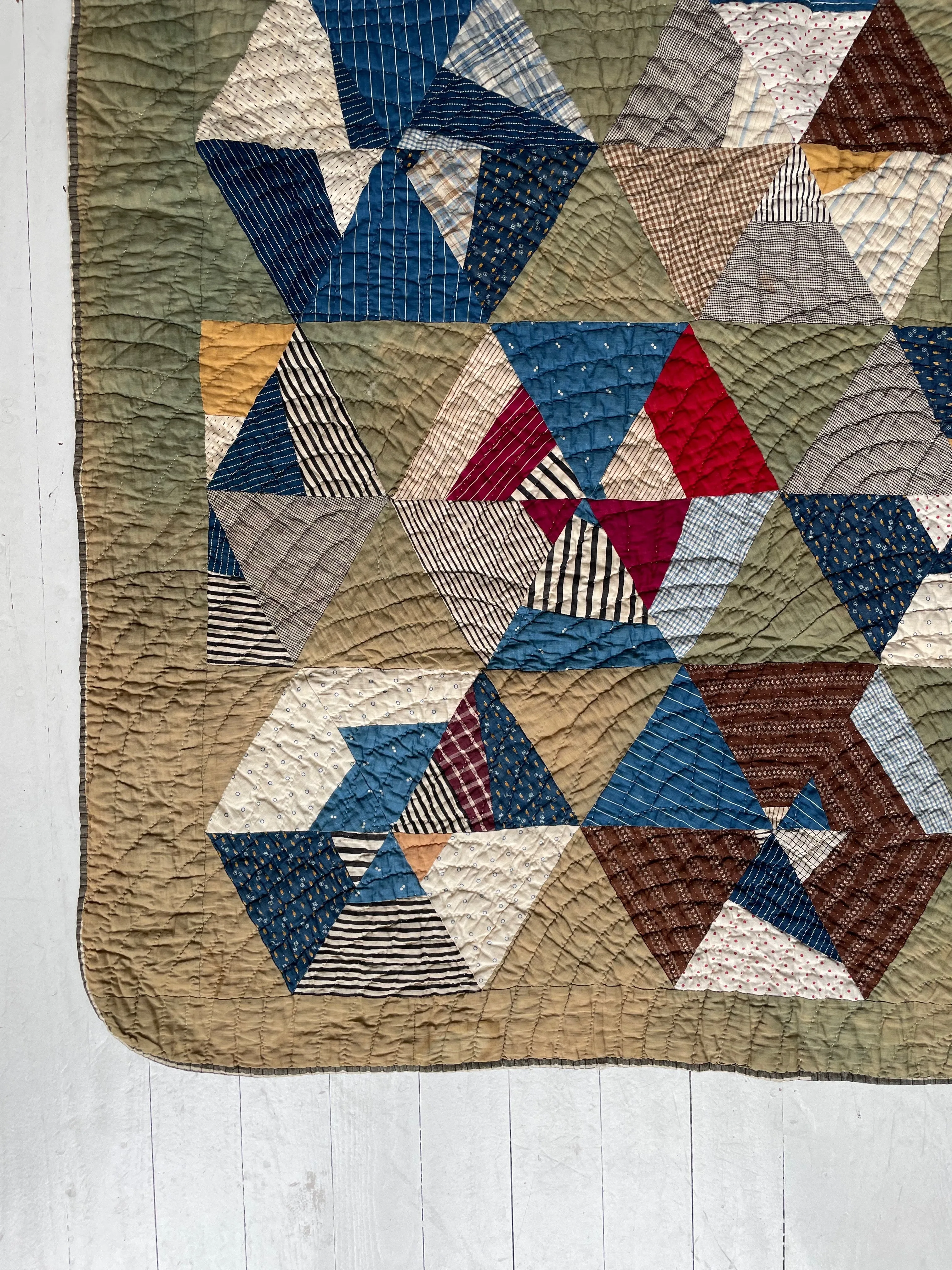 Unique Antique 1880s-1900s Hexagon Crazy Quilt