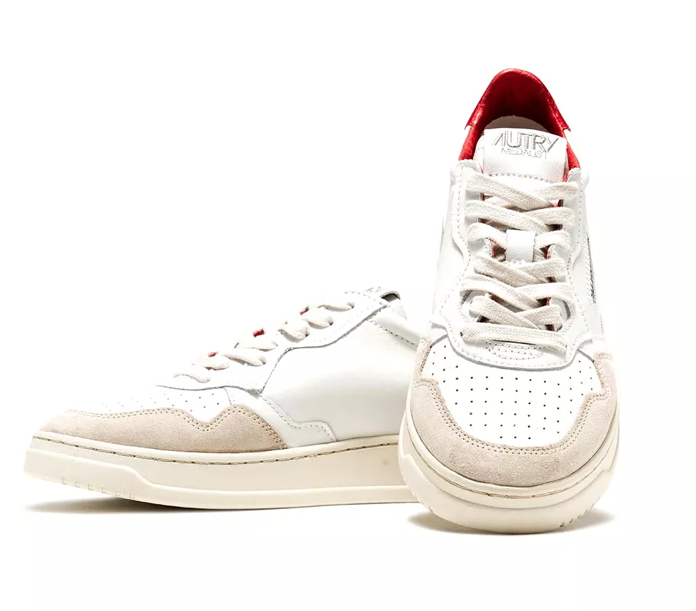 Autry Leather & Suede Shoes - Red & White