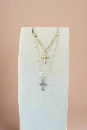 Bezeled Cross Necklace - Ready to Ship