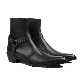 Black Calf Leather Jodhpur Boot for Men by Podle.