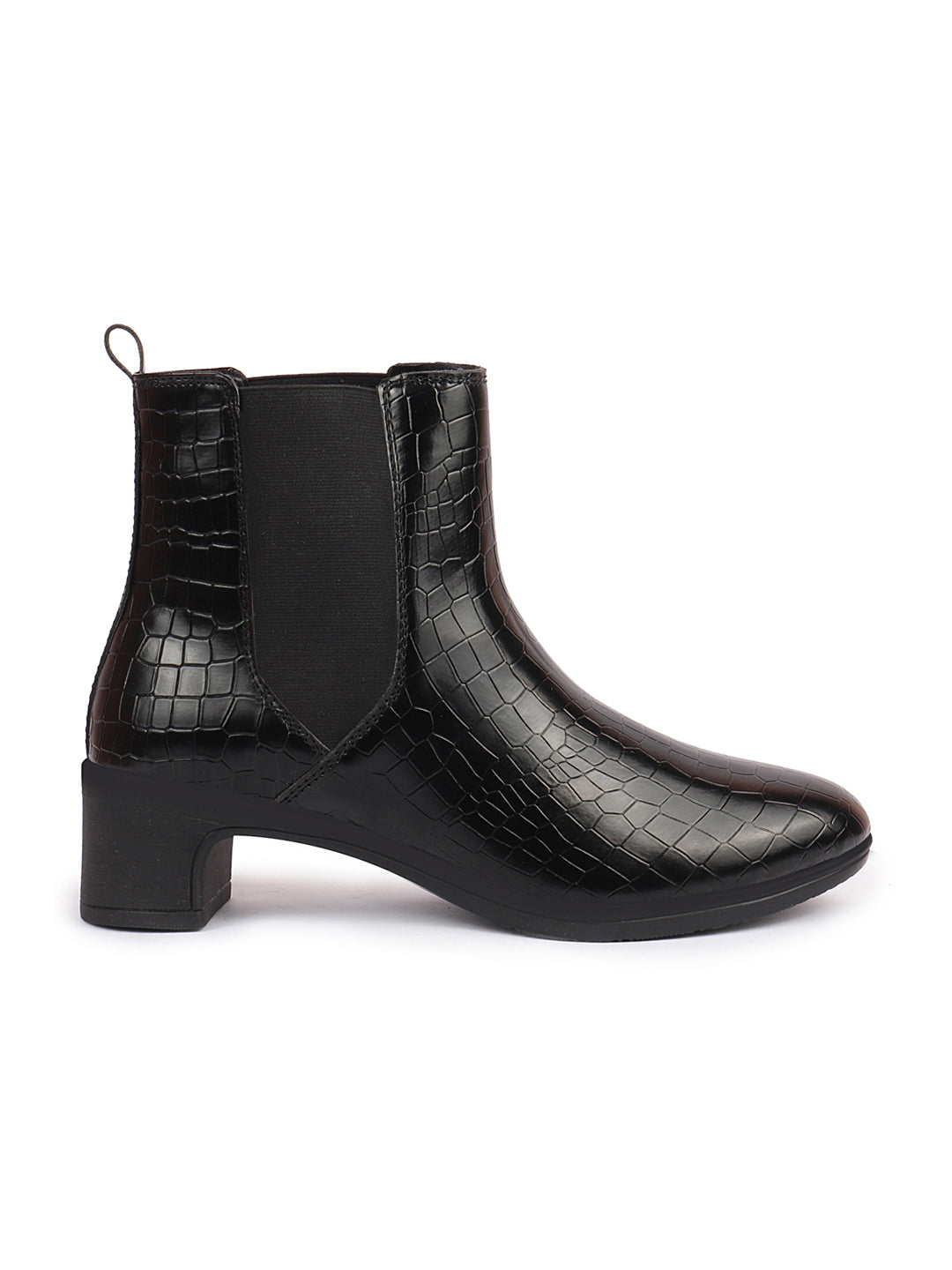 Black Leopard Print Chelsea Boots