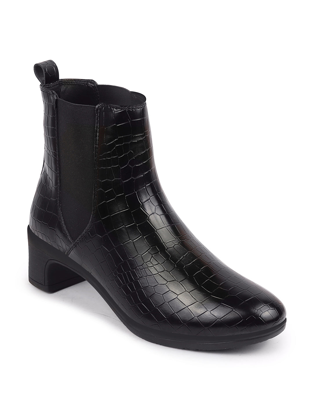 Black Leopard Print Chelsea Boots