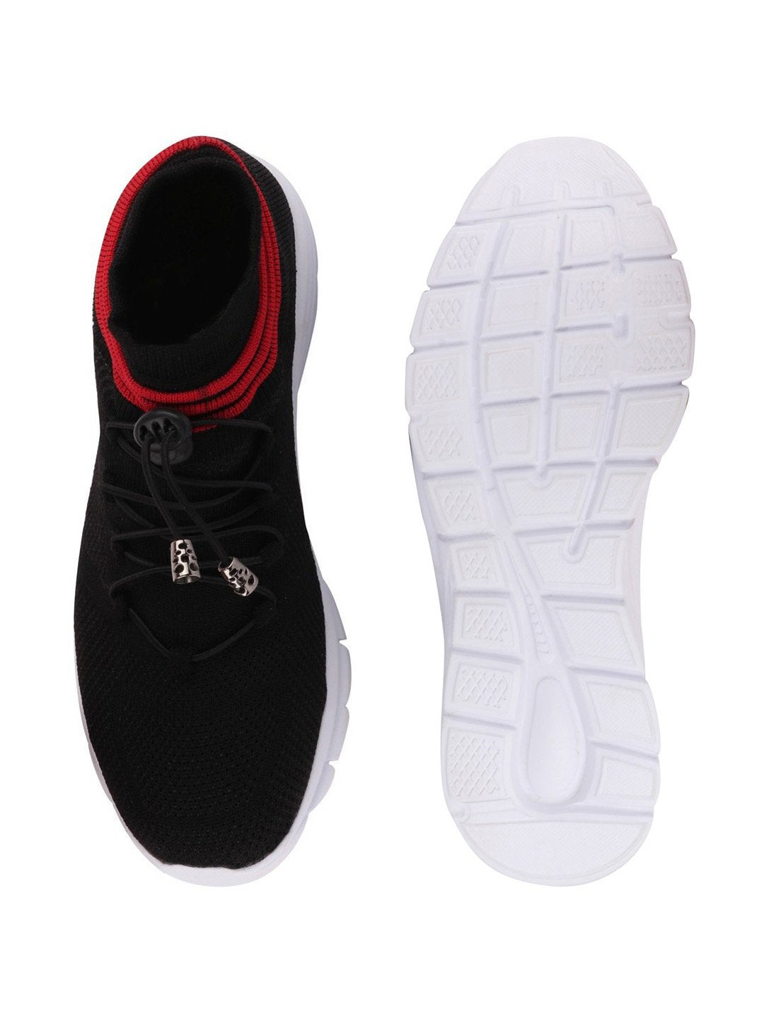 Black Sports Lace-Up Jogging Sneakers