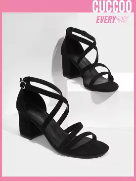 Black Strappy High Heel Sandals for Women - Fashionable Spring and Summer Footwear