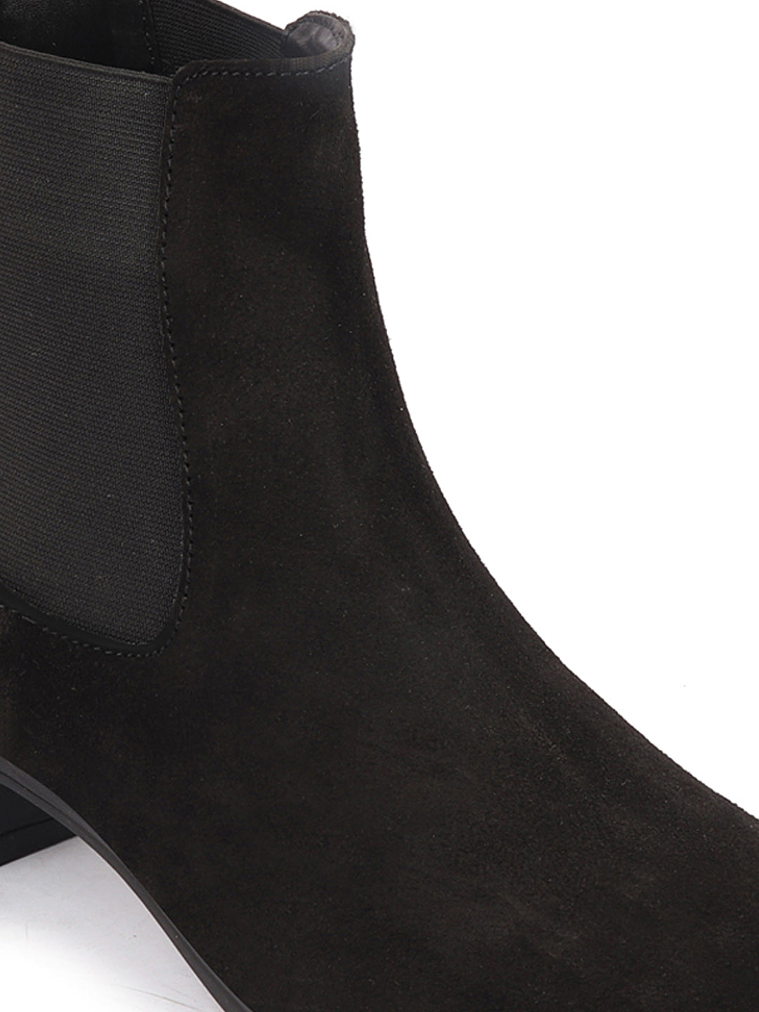 Black Suede Leather Chelsea Boots for Women with Flared Heels, Perfect for Classic Winter Style