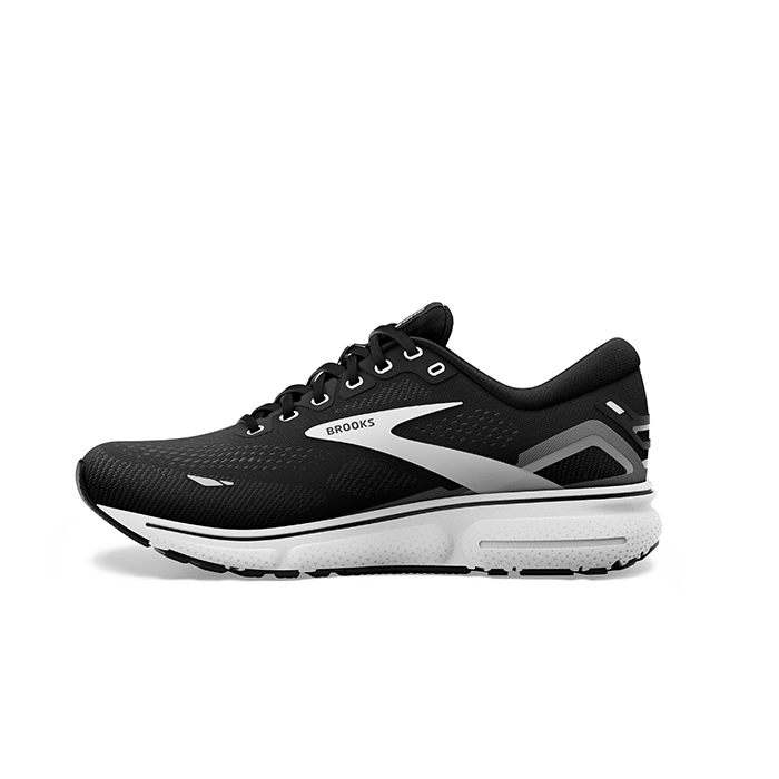 Black/White Wide Women's Ghost 15 Running Shoes by Brooks