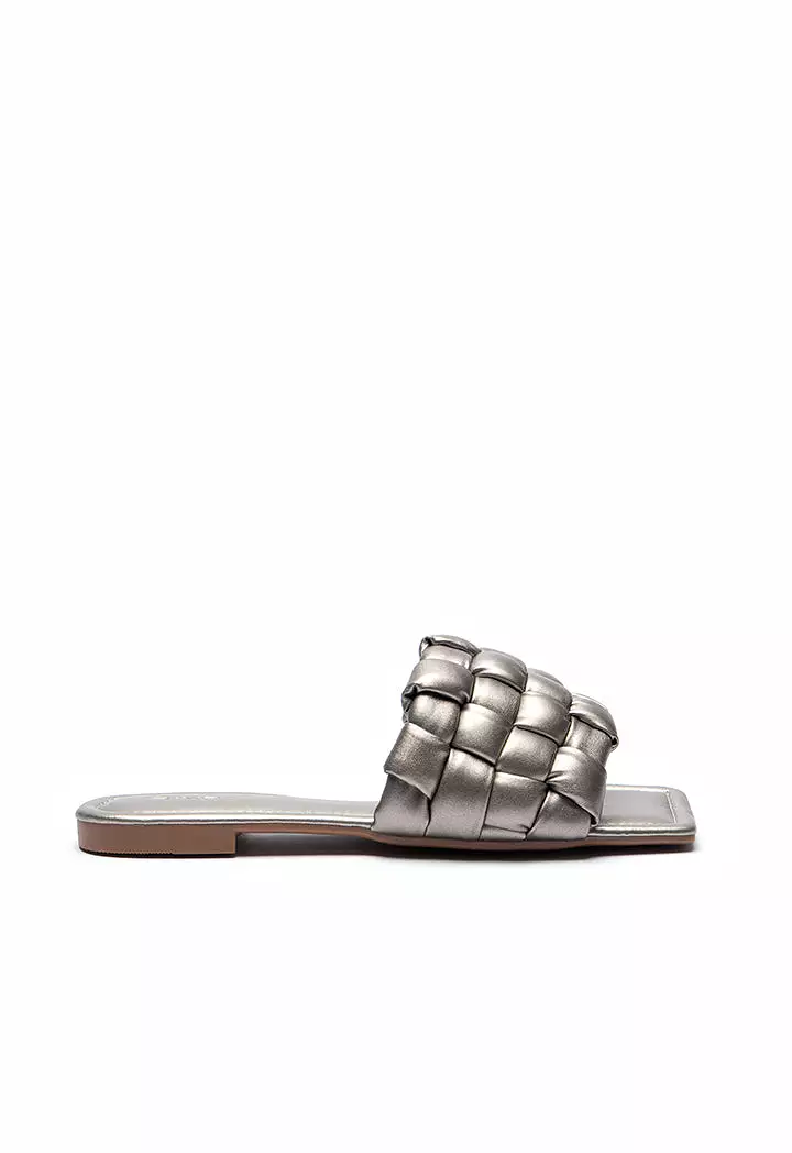 Braided Quilt Flat Slide Sandals