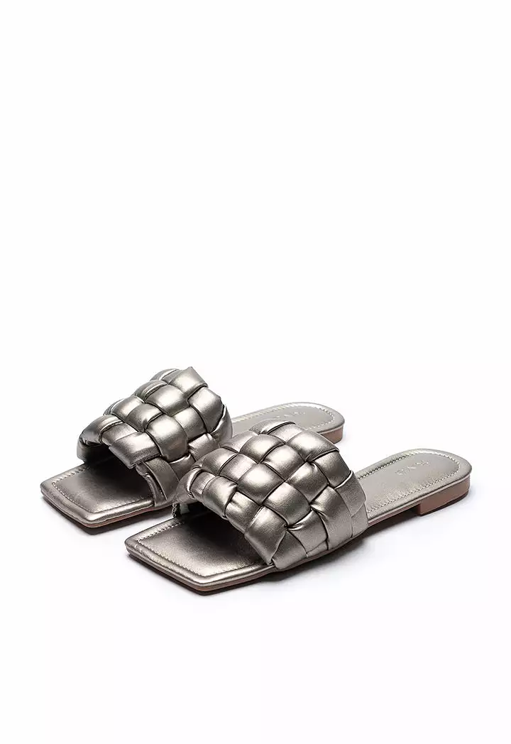 Braided Quilt Flat Slide Sandals