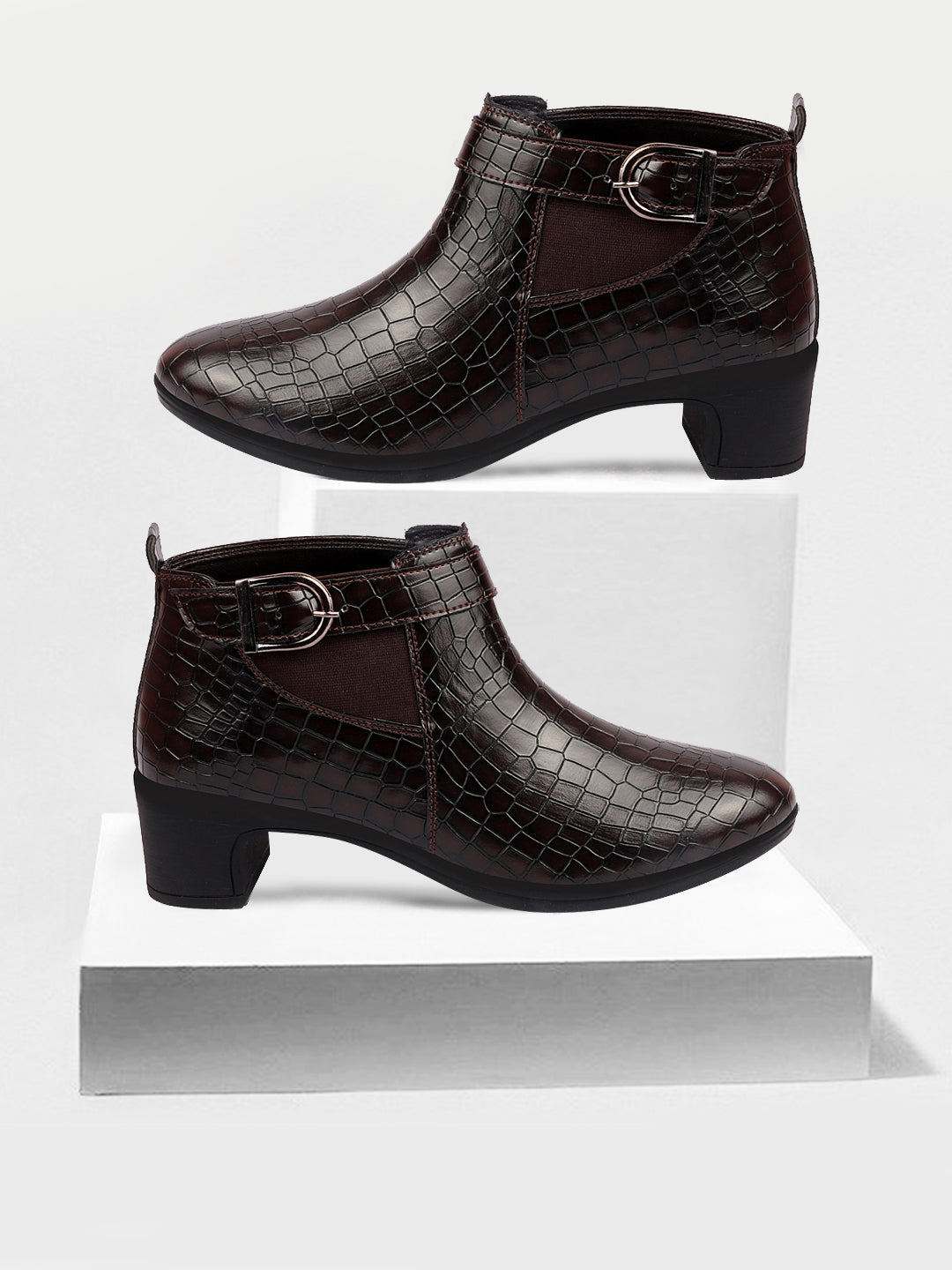 Brown Leopard Print Heel Chelsea Boots