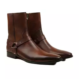 Brown Patina Calf Leather Jodhpur Boot by Sevni - Men's