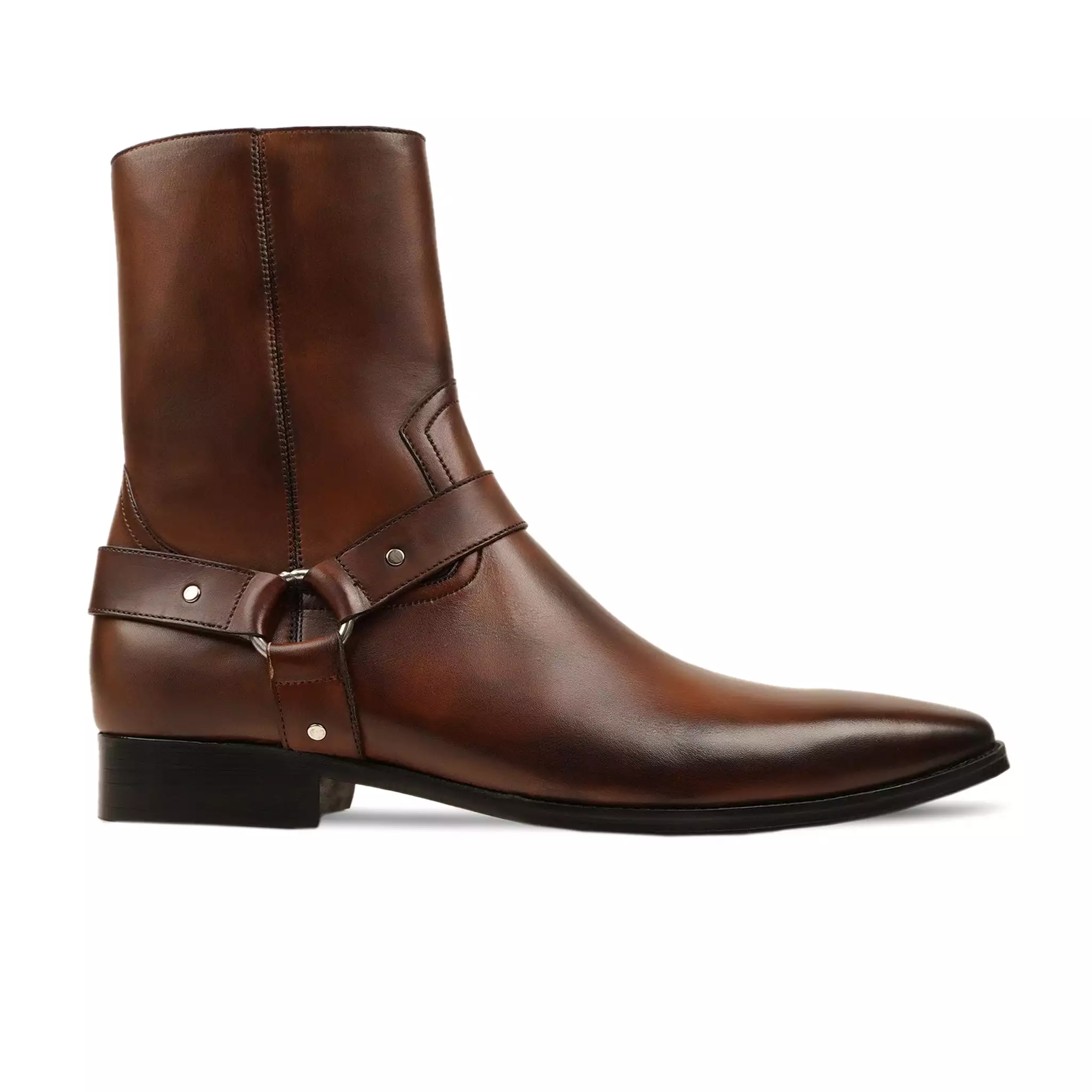 Brown Patina Calf Leather Jodhpur Boot by Sevni - Men's