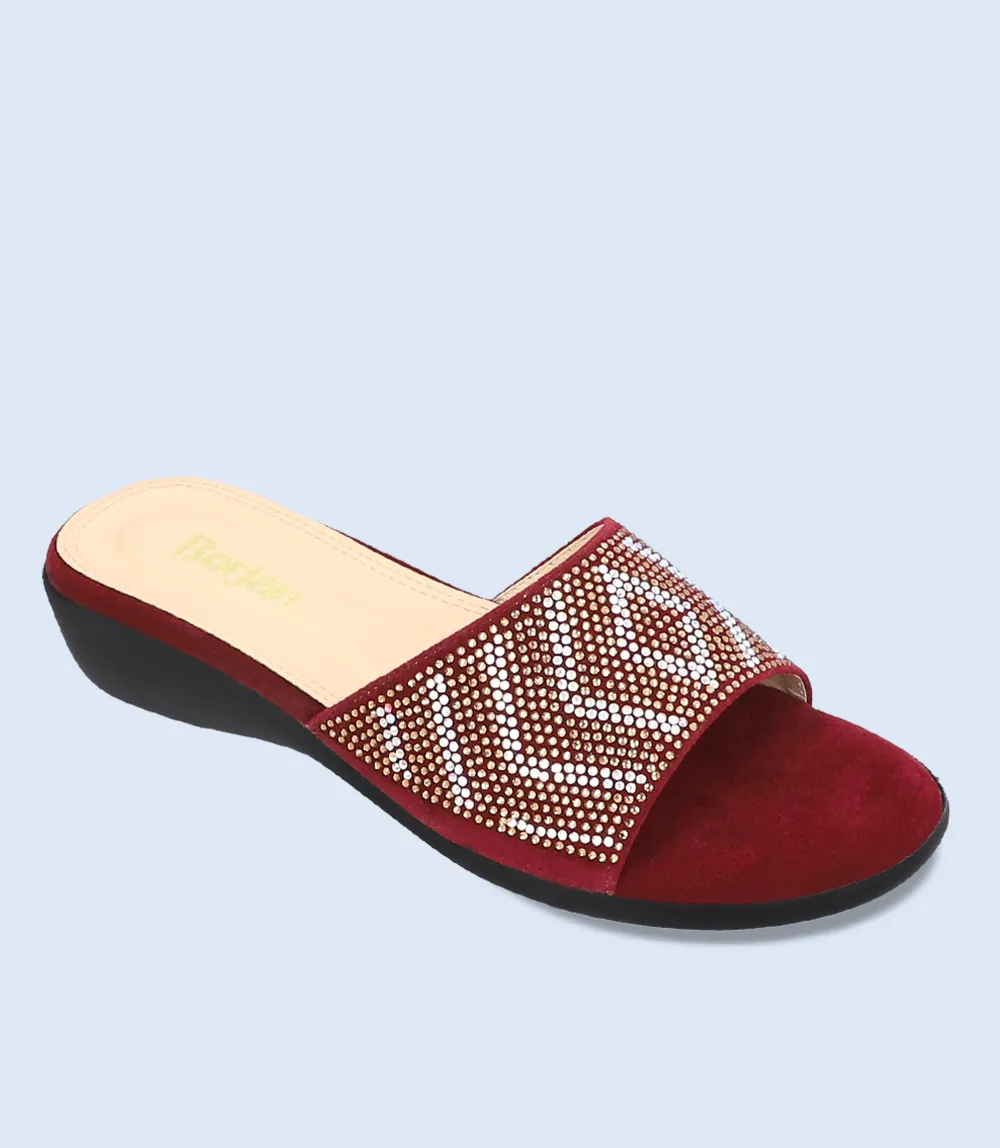 BW8743 Maroon Women's Formal Slipper