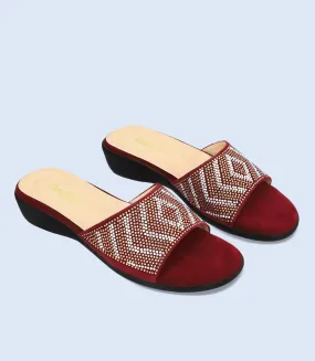 BW8743 Maroon Women's Formal Slipper