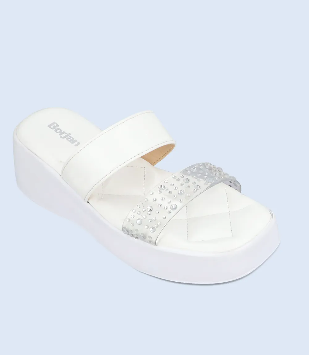 BW9999-WHITE-Women's Platform Slipper