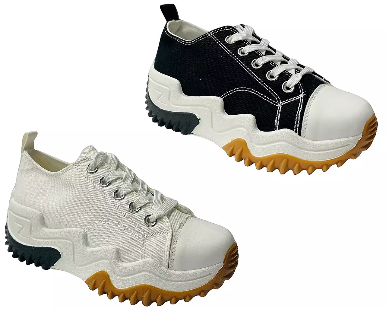 Chunky Sole Canvas Lace Up Trainers for Women.