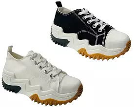 Chunky Sole Canvas Lace Up Trainers for Women.