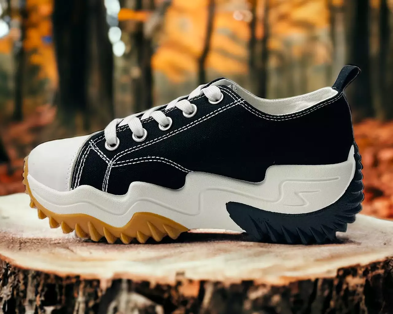 Chunky Sole Canvas Lace Up Trainers for Women.