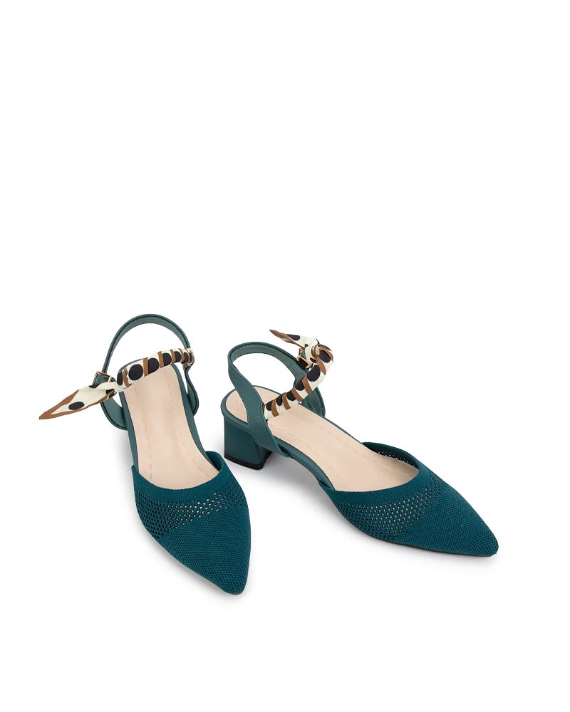 Comfortable Low Block Heel Slingback Pumps Knit.