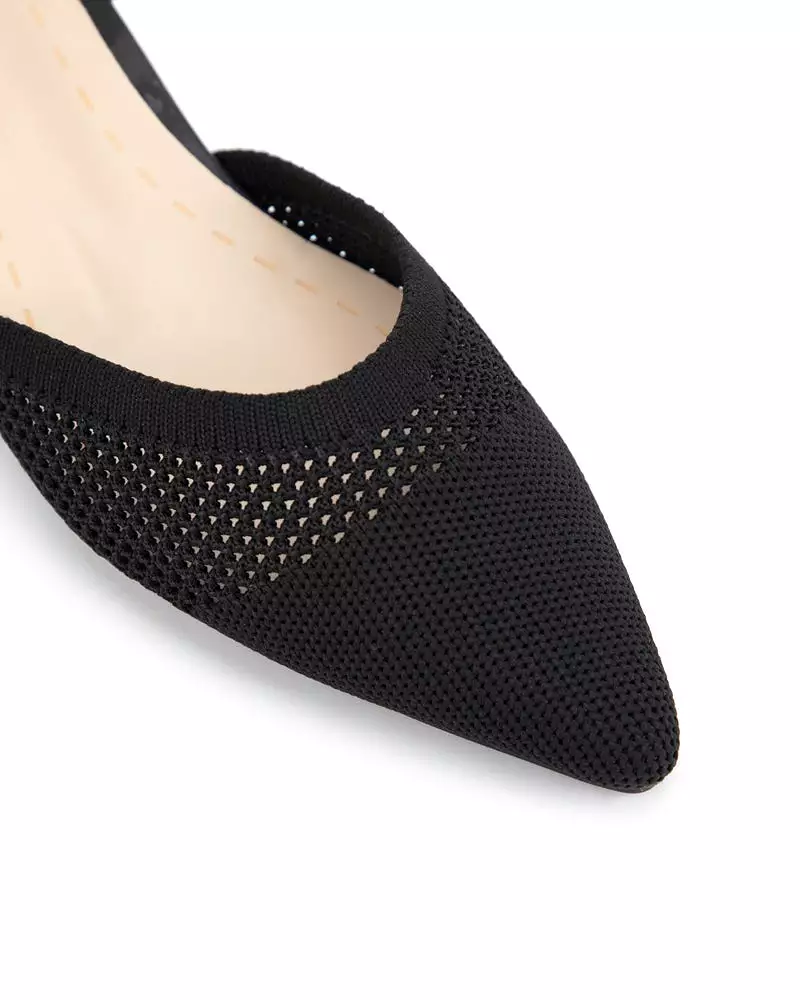 Comfortable Low Block Heel Slingback Pumps Knit.