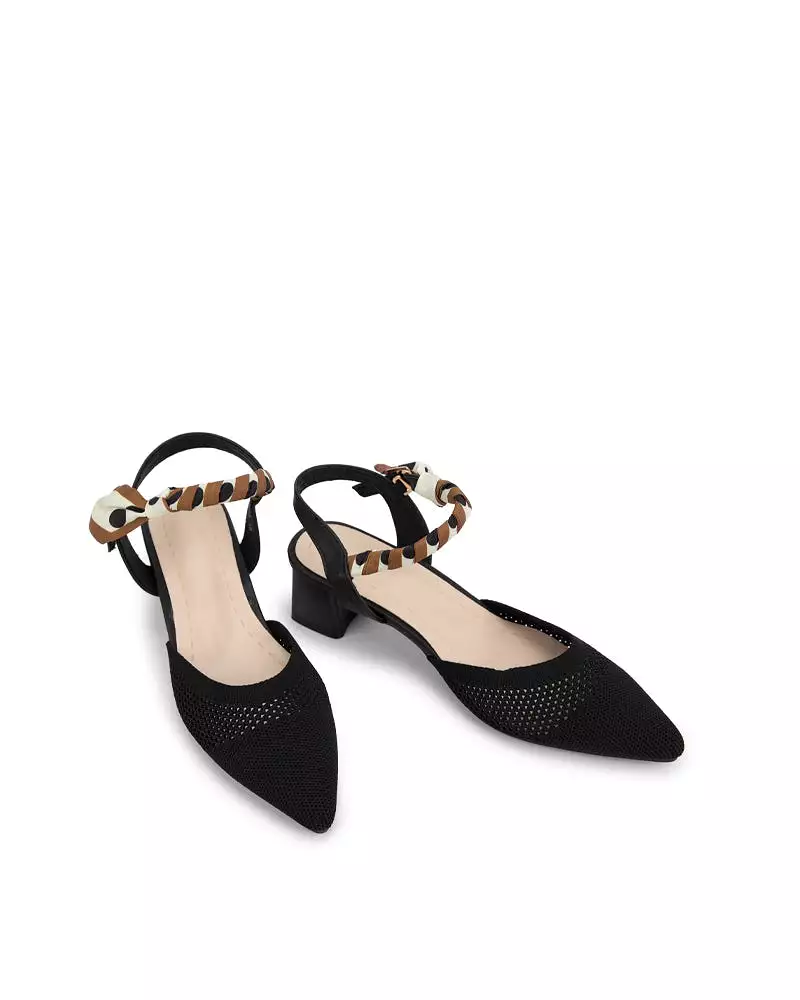 Comfortable Low Block Heel Slingback Pumps Knit.