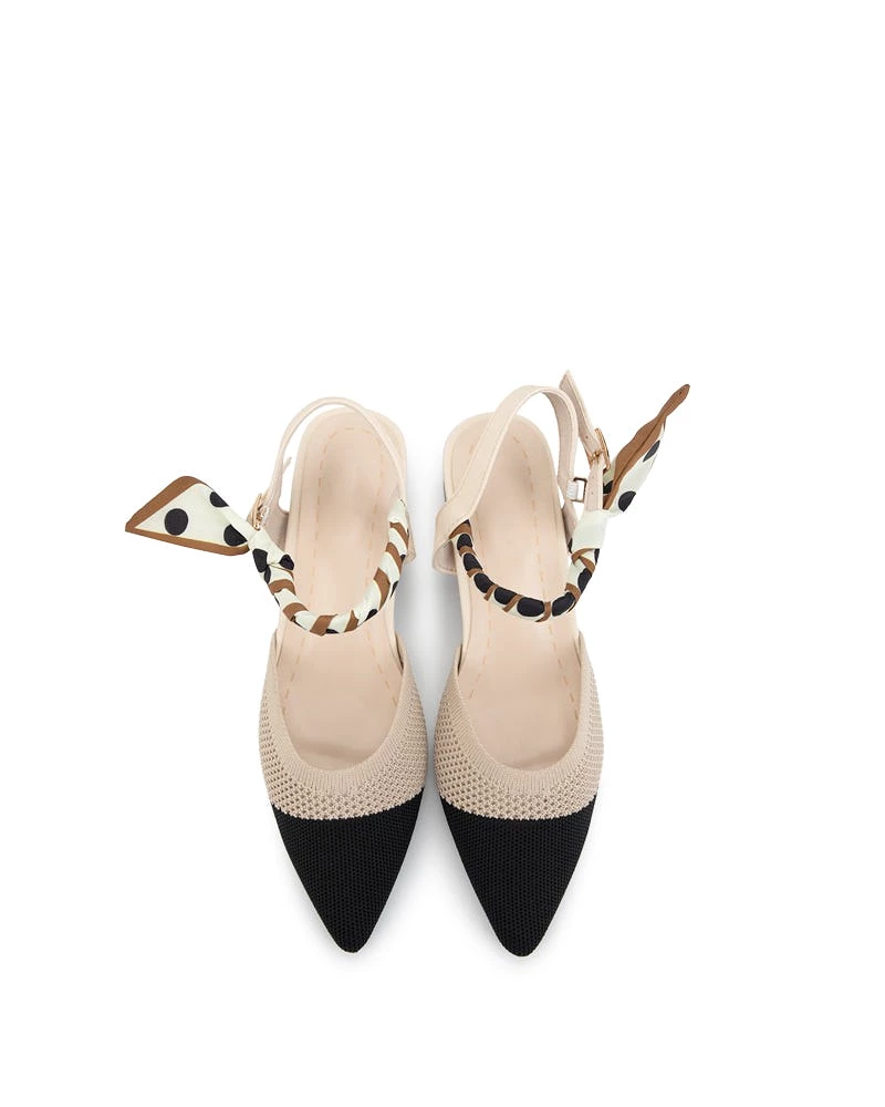 Comfortable Low Block Heel Slingback Pumps Knit.