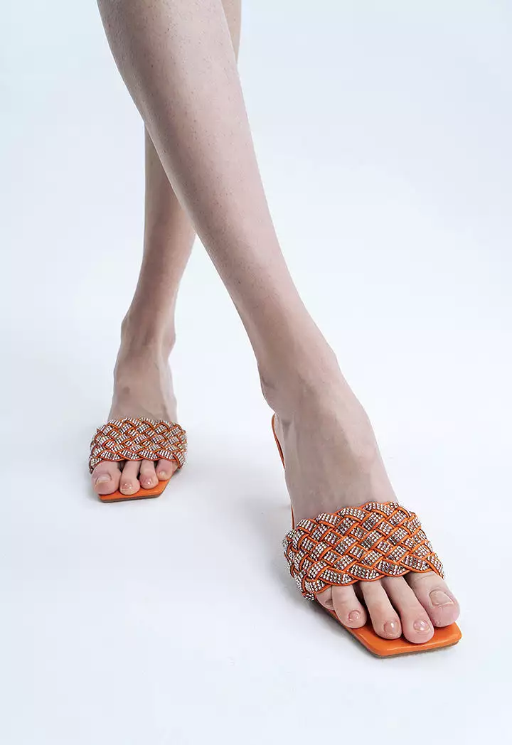 Crystal Mule Sandals with Texture