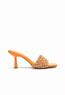 Crystal Mule Sandals with Texture