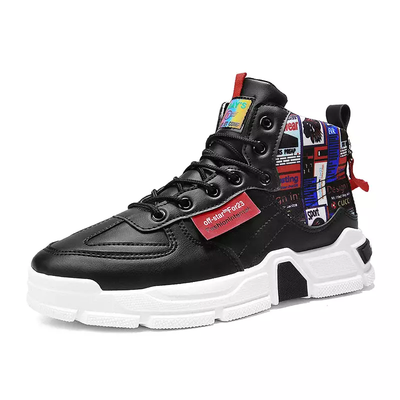 Custom Graffiti High-Top Trainers - Thick Sole, Non-Slip, Comfortable Men's Casual Shoes