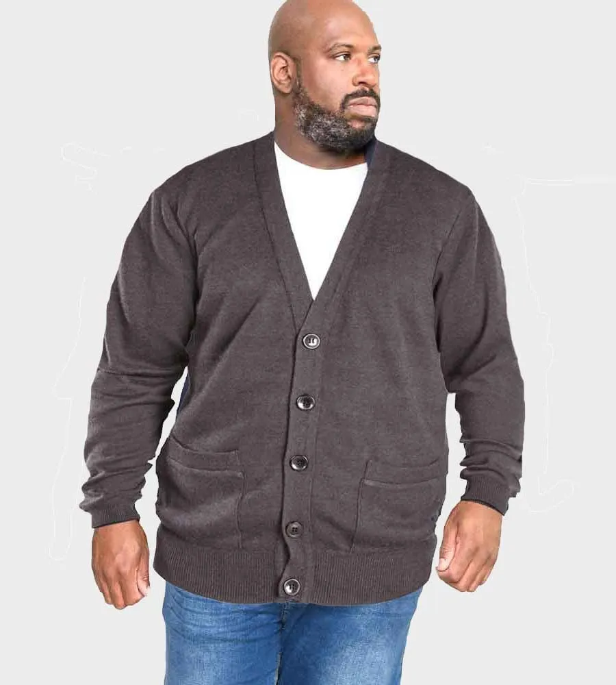 Stylish Charcoal Buttoned Cardigan for Big Men