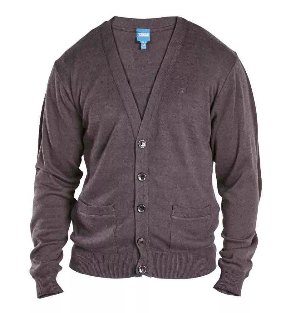 Stylish Charcoal Buttoned Cardigan for Big Men