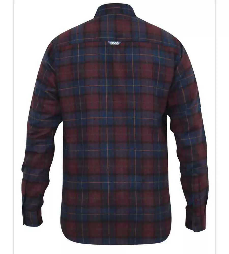 D555 THORNWOOD Big Mens Flannel Check Shirt Red Long Sleeves