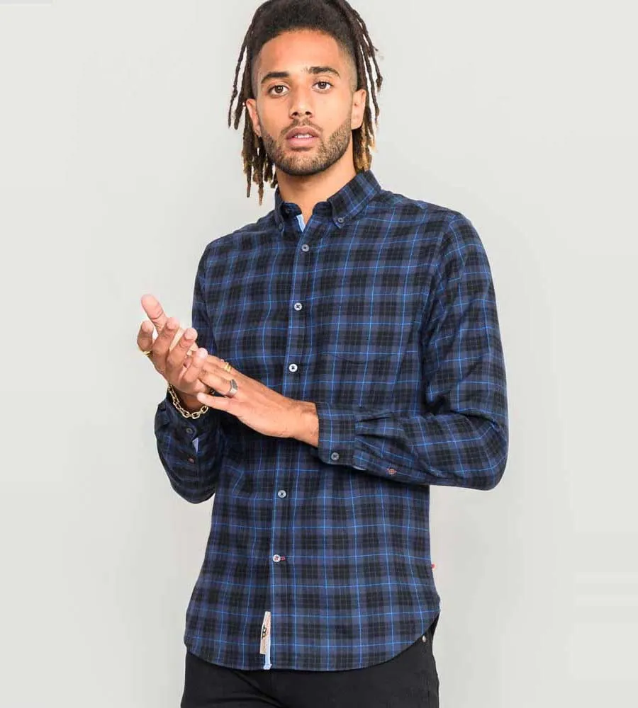 D555 Men's Check Flannel Shirt with Long Sleeves (DOVERCOURT)