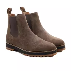 Dark Brown Kid Suede Chelsea Boot for Men by Atters