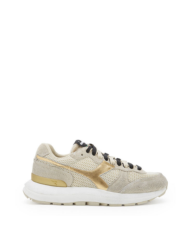 Diadora Women Kmaro 42 Metal Wax Trainers - Seedpearl/Oyster Gray