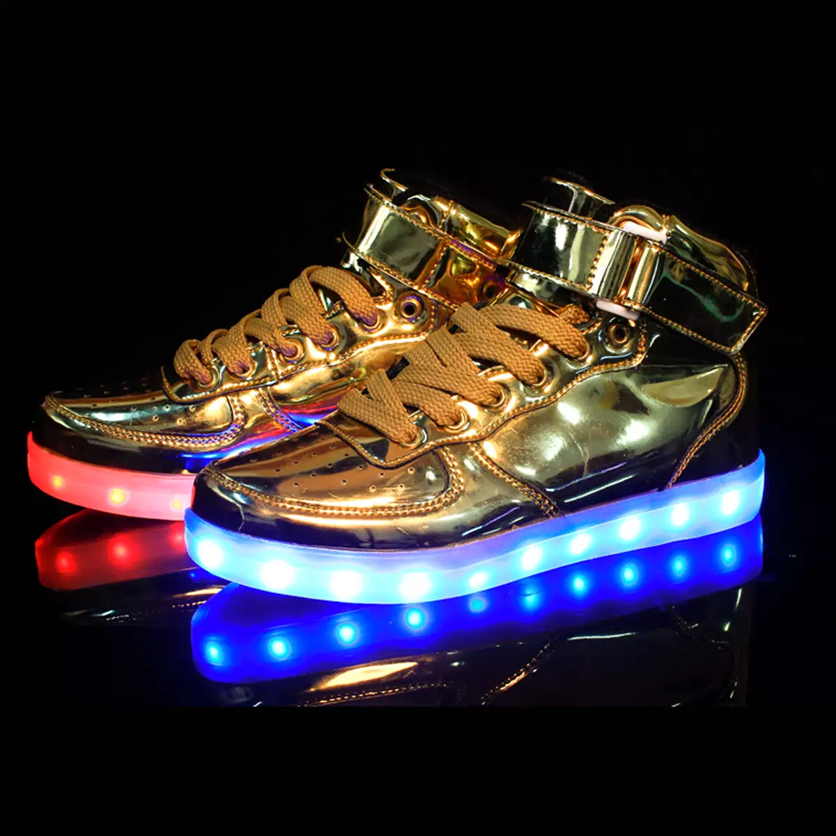 DoGeek Light up Shoes, 7-Color High Top Sneakers for Men/Women, Metallic Gold (Choose Half Size Up)