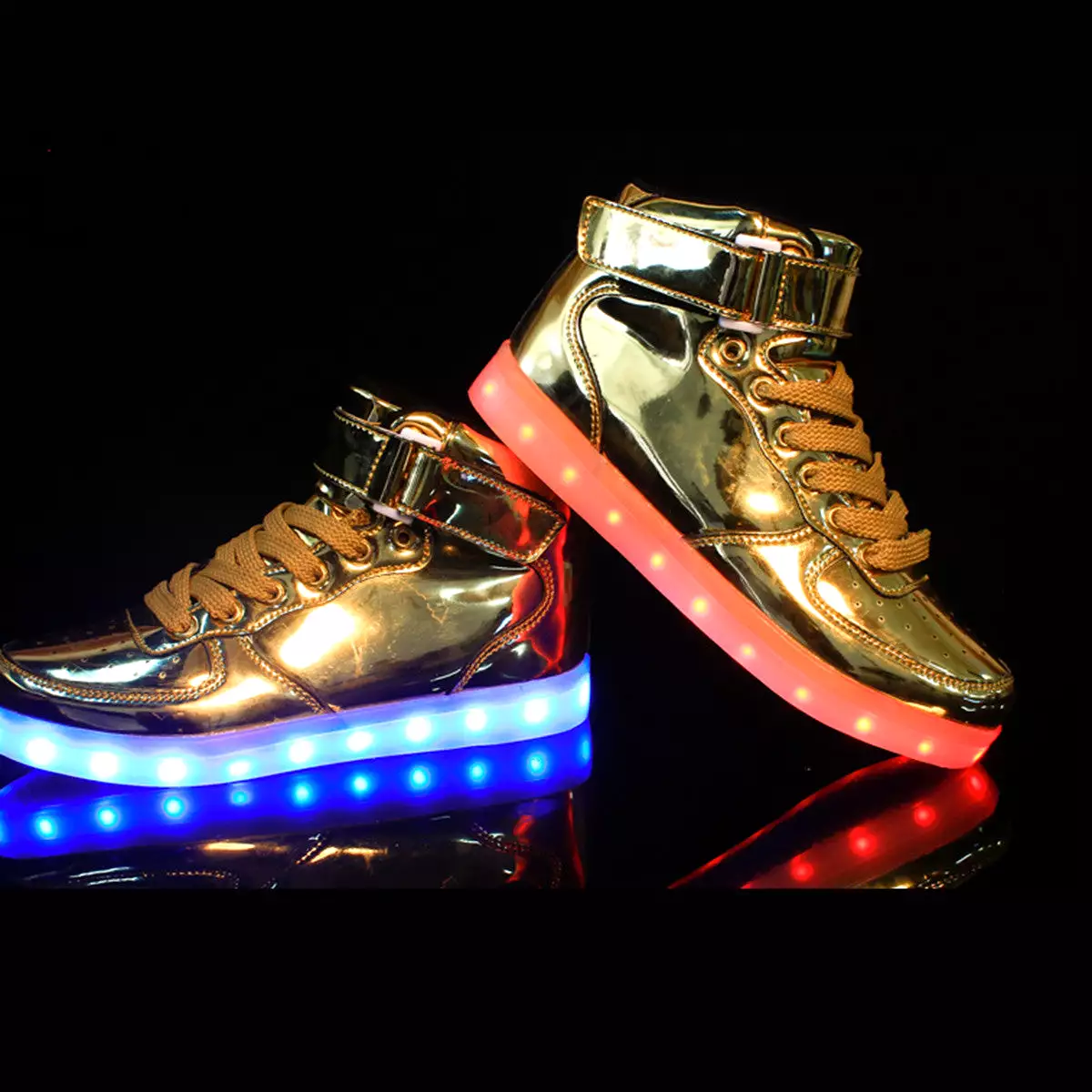 DoGeek Light up Shoes, 7-Color High Top Sneakers for Men/Women, Metallic Gold (Choose Half Size Up)