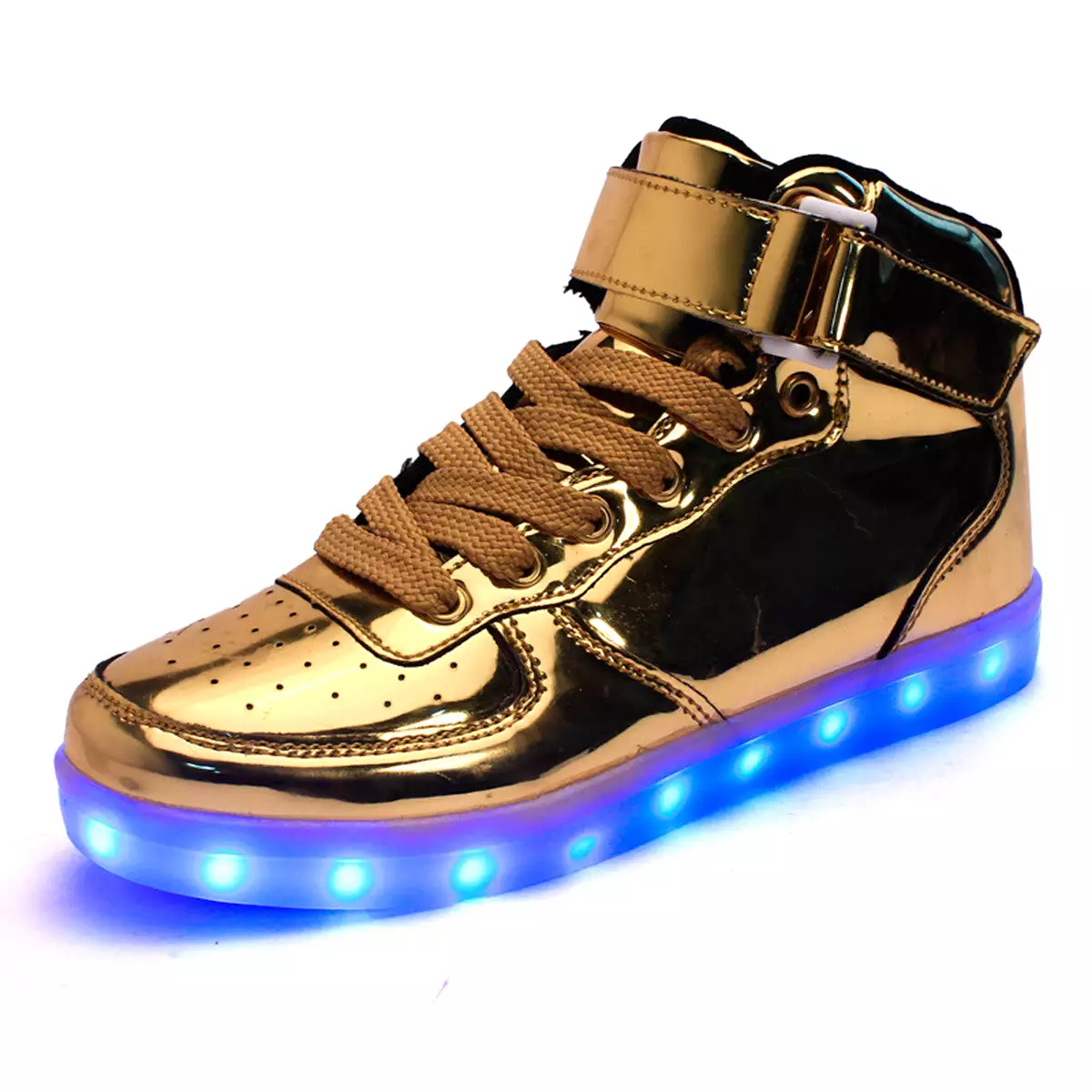 DoGeek Light up Shoes, 7-Color High Top Sneakers for Men/Women, Metallic Gold (Choose Half Size Up)