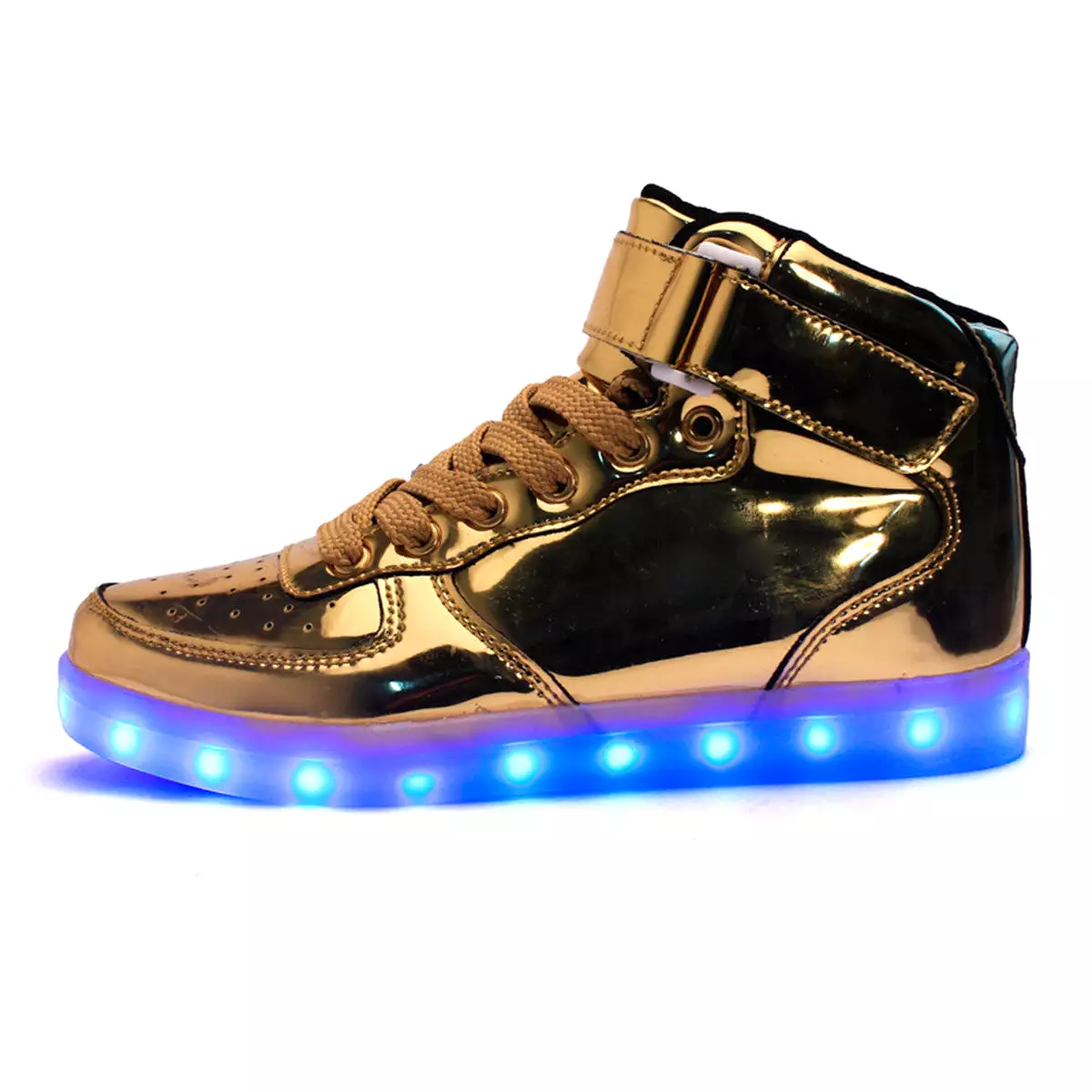 DoGeek Light up Shoes, 7-Color High Top Sneakers for Men/Women, Metallic Gold (Choose Half Size Up)