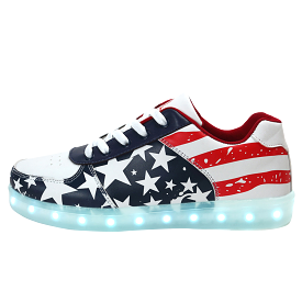 DoGeek US Flag LED Light Up Shoes - Unisex - Boys - Girls - Adults - 35 EU-46 EU - Choose Half Size Up